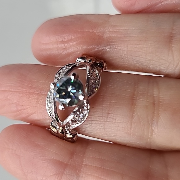 Moissanite Sky Blue Ring - Picture 1 of 9